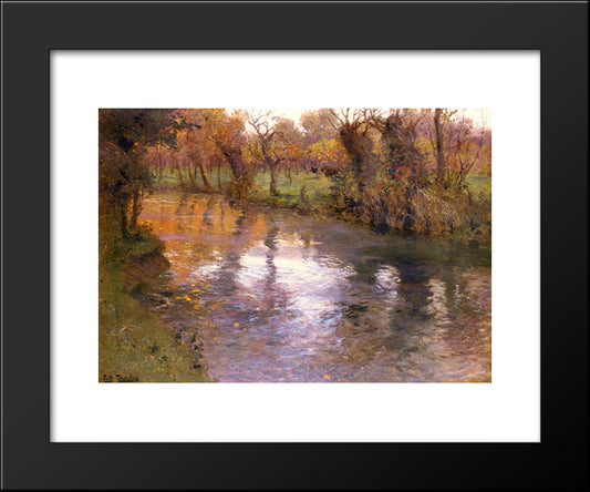 An Orchard On The Banks Of A River 20x24 Black Modern Wood Framed Art Print Poster by Thaulow, Frits