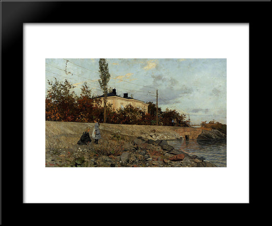 Evening At The Bay Of Frogner 20x24 Black Modern Wood Framed Art Print Poster by Thaulow, Frits