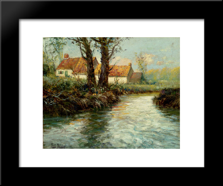 House By Yhe Water'S Edge 20x24 Black Modern Wood Framed Art Print Poster by Thaulow, Frits