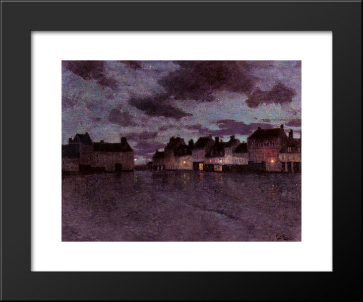 Marketplace In France, After A Rainstorm 20x24 Black Modern Wood Framed Art Print Poster by Thaulow, Frits