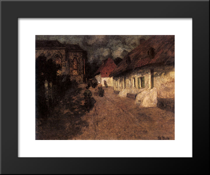 Midnight Mass 20x24 Black Modern Wood Framed Art Print Poster by Thaulow, Frits