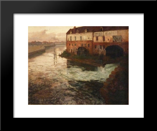 Old Factory On The Somme (Evening) 20x24 Black Modern Wood Framed Art Print Poster by Thaulow, Frits