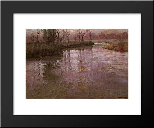 On A French River 20x24 Black Modern Wood Framed Art Print Poster by Thaulow, Frits