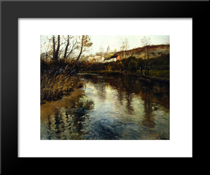 River Landscape 20x24 Black Modern Wood Framed Art Print Poster by Thaulow, Frits