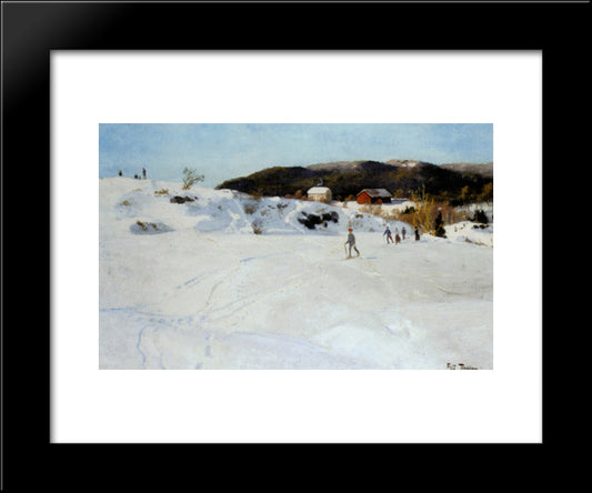 Skiers 20x24 Black Modern Wood Framed Art Print Poster by Thaulow, Frits