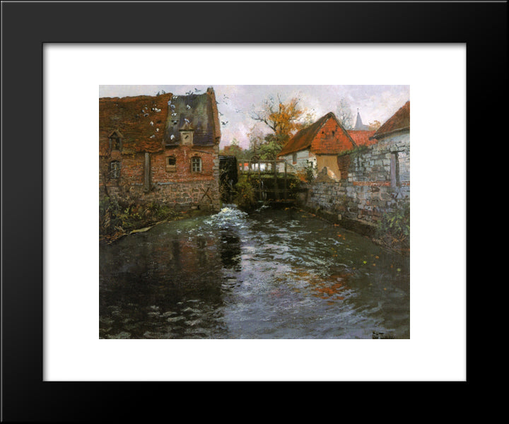 The Mill Pond 20x24 Black Modern Wood Framed Art Print Poster by Thaulow, Frits