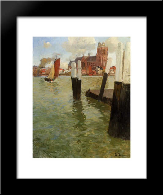 The Pier, Dordrecht 20x24 Black Modern Wood Framed Art Print Poster by Thaulow, Frits