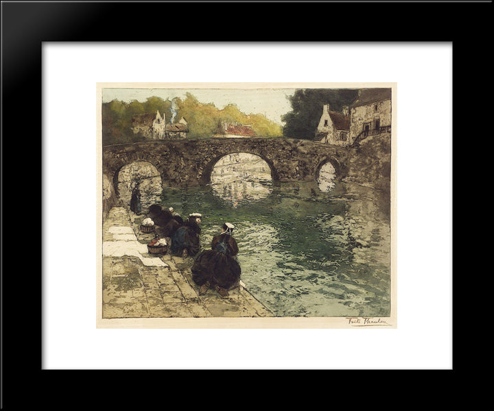 Washerwomen At Quimperle 20x24 Black Modern Wood Framed Art Print Poster by Thaulow, Frits