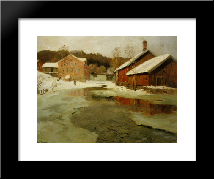 Winter 20x24 Black Modern Wood Framed Art Print Poster by Thaulow, Frits