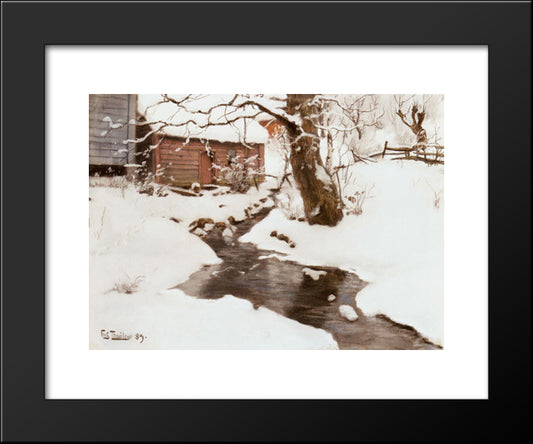 Winter On The Isle Of Stord 20x24 Black Modern Wood Framed Art Print Poster by Thaulow, Frits