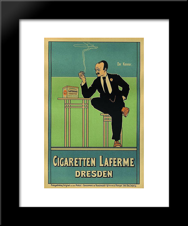 Der Kenner, Cigaretten Laferme Dresden 20x24 Black Modern Wood Framed Art Print Poster by Rehm, Fritz