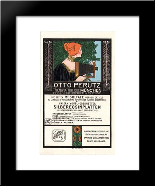 Otto Perutz Lithographic Advertising Card 20x24 Black Modern Wood Framed Art Print Poster by Rehm, Fritz