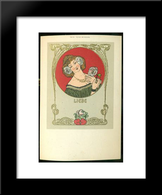 Postcard Love Heart Woman 20x24 Black Modern Wood Framed Art Print Poster by Rehm, Fritz
