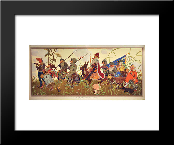 Zwergkonig Und Sein Gefolge 20x24 Black Modern Wood Framed Art Print Poster by Rehm, Fritz