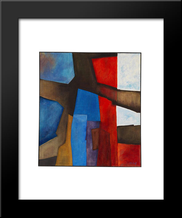 Rot - Vertikal 20x24 Black Modern Wood Framed Art Print Poster by Winter, Fritz