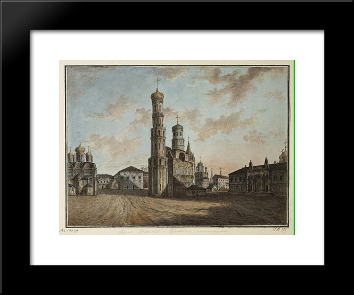 Ivan The Great Bell Tower And Chudov Monastery In The Kremlin 20x24 Black Modern Wood Framed Art Print Poster by Alekseyev, Fyodor