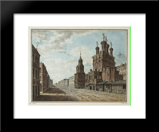 November 7, 1824 In The Square In Front Of The Bolshoi Theatre 20x24 Black Modern Wood Framed Art Print Poster by Alekseyev, Fyodor