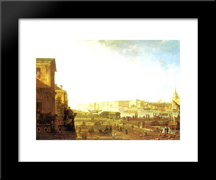 The Admiralty And The Winter Palace Viewed From The Military College 20x24 Black Modern Wood Framed Art Print Poster by Alekseyev, Fyodor