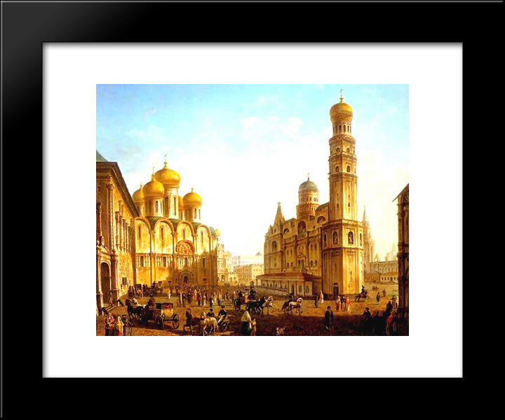 The Cathedral Square In The Moscow Kremlin 20x24 Black Modern Wood Framed Art Print Poster by Alekseyev, Fyodor