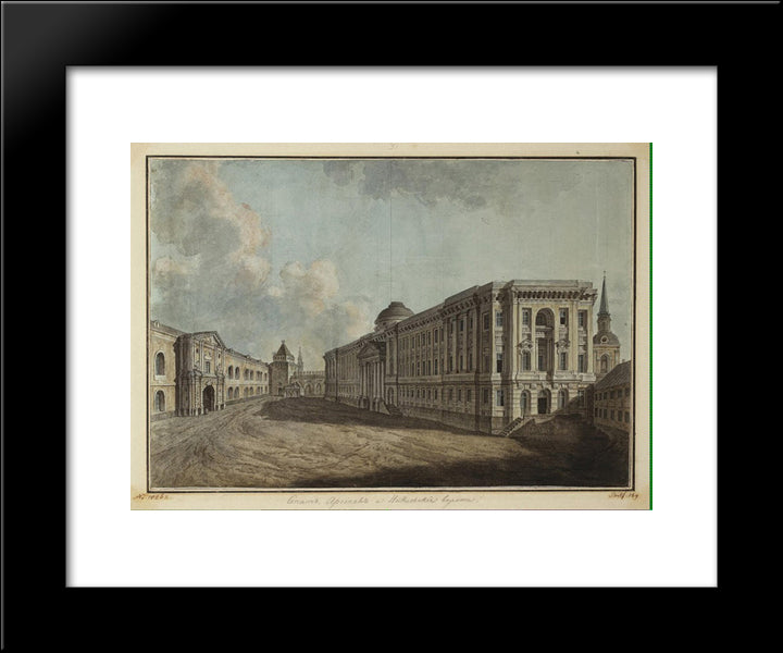 The Senate, Arsenal And Nikolskiye Gates In The Moscow Kremlin 20x24 Black Modern Wood Framed Art Print Poster by Alekseyev, Fyodor