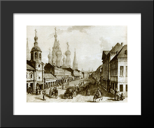 View Of Moskvoretskaya Street, Zaryadye, Moscow 20x24 Black Modern Wood Framed Art Print Poster by Alekseyev, Fyodor