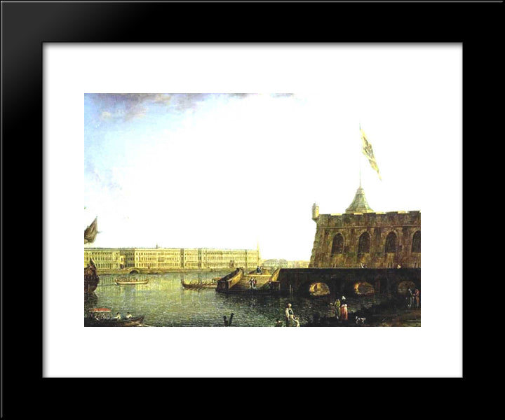 View Of The Fortress Of St. Peter And Paul And The Palace Embankmant 20x24 Black Modern Wood Framed Art Print Poster by Alekseyev, Fyodor