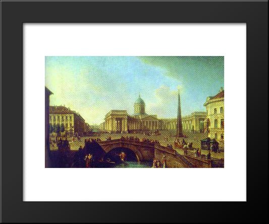 View Of The Kazan Cathedral In St. Petersburg 20x24 Black Modern Wood Framed Art Print Poster by Alekseyev, Fyodor