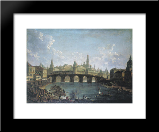 View Of The Kremlin And The Kamenny Bridge In Moscow 20x24 Black Modern Wood Framed Art Print Poster by Alekseyev, Fyodor