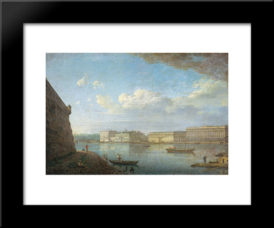 View Of The Palace Embankment From St. Peter'S And St. Paul'S Fortress 20x24 Black Modern Wood Framed Art Print Poster by Alekseyev, Fyodor