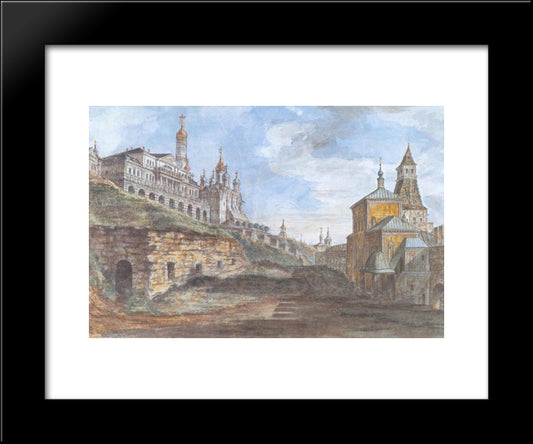 View Of The Sovereign'S Palace And The Church Of The Annunciation In The Rye Yard 20x24 Black Modern Wood Framed Art Print Poster by Alekseyev, Fyodor