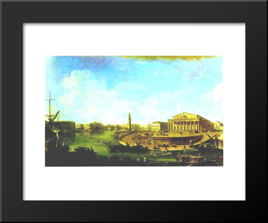 View Of The Stock Exchange And The Admiralty From The Fortress Of St. Peter And Paul 20x24 Black Modern Wood Framed Art Print Poster by Alekseyev, Fyodor