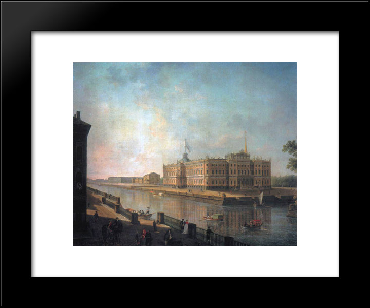 View Onto St. Michael'S Castle In St. Petersburg From The Fontanka Side 20x24 Black Modern Wood Framed Art Print Poster by Alekseyev, Fyodor