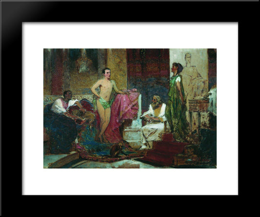 August With Family 20x24 Black Modern Wood Framed Art Print Poster by Bronnikov, Fyodor