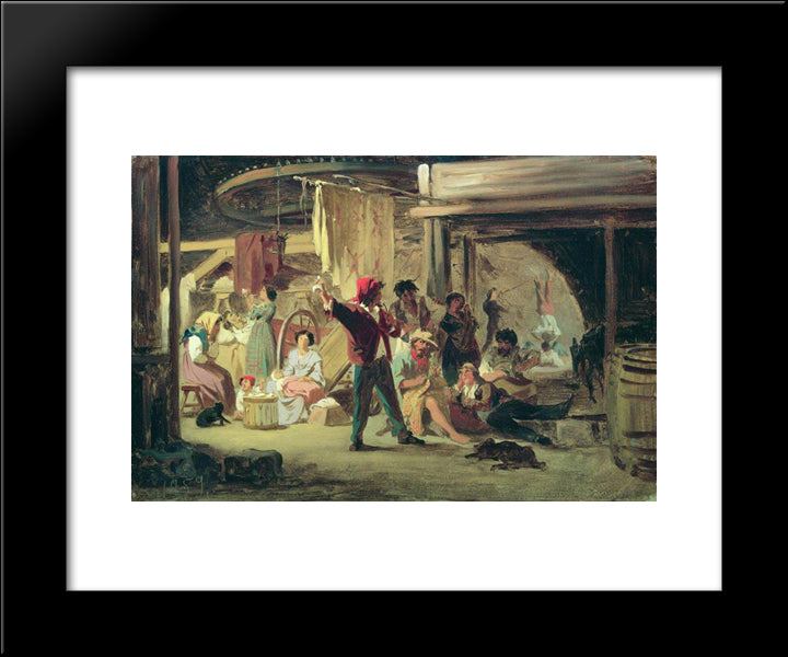 Backstage Of The Circus 20x24 Black Modern Wood Framed Art Print Poster by Bronnikov, Fyodor