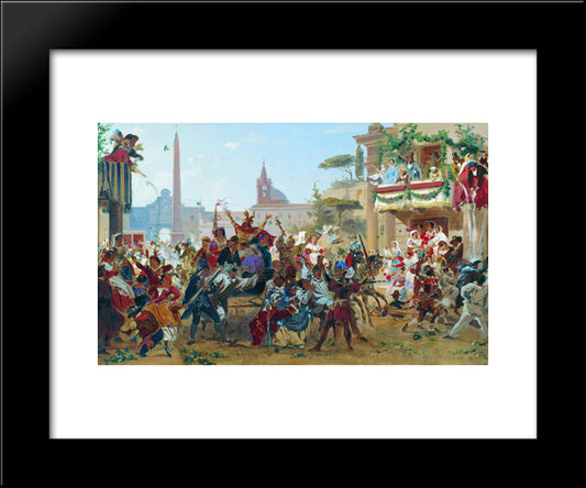 Carnival In Rome 20x24 Black Modern Wood Framed Art Print Poster by Bronnikov, Fyodor