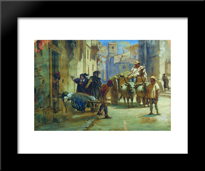 Cleaning Corpses During An Epidemic 20x24 Black Modern Wood Framed Art Print Poster by Bronnikov, Fyodor