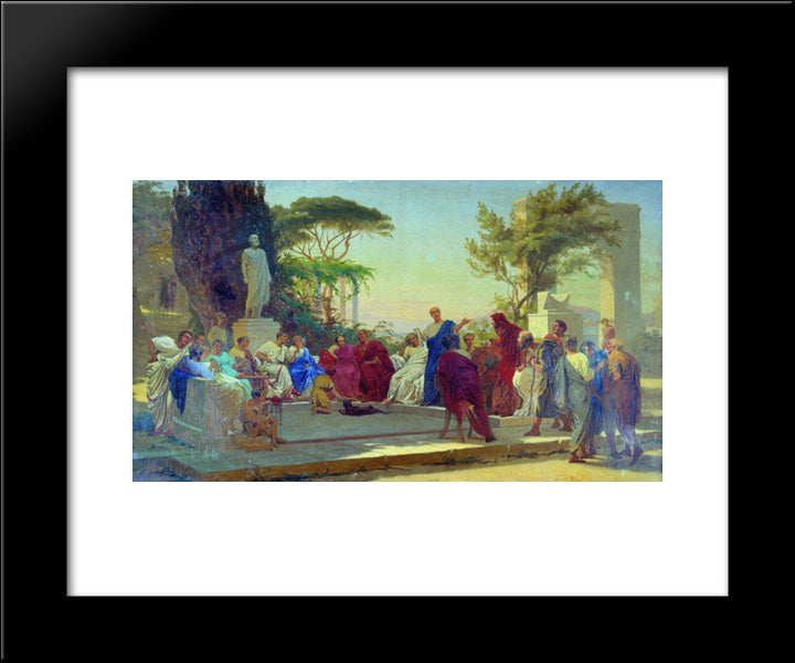Horatius Reads Before Maecenas 20x24 Black Modern Wood Framed Art Print Poster by Bronnikov, Fyodor