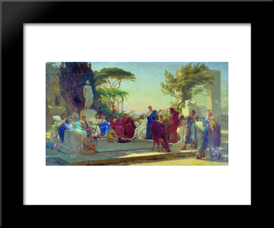 Horatius Reads Before Maecenas 20x24 Black Modern Wood Framed Art Print Poster by Bronnikov, Fyodor