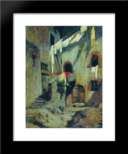 Italian Courtyard 20x24 Black Modern Wood Framed Art Print Poster by Bronnikov, Fyodor
