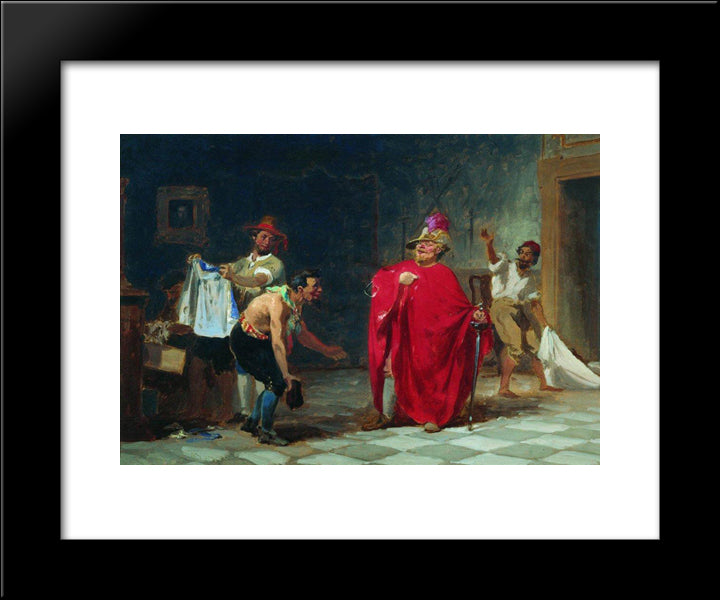 Masquerade 20x24 Black Modern Wood Framed Art Print Poster by Bronnikov, Fyodor