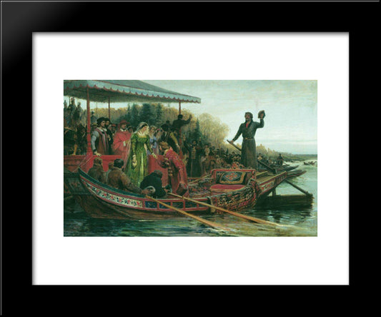 Meeting Of Princess 20x24 Black Modern Wood Framed Art Print Poster by Bronnikov, Fyodor