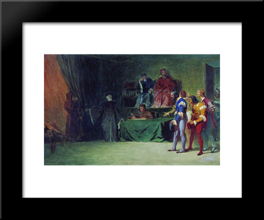 Mosaicists Before The Court Three In Venice 20x24 Black Modern Wood Framed Art Print Poster by Bronnikov, Fyodor