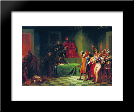 Mosaicists Before The Court Three In Venice In The Second Half Of The Xvi Century 20x24 Black Modern Wood Framed Art Print Poster by Bronnikov, Fyodor