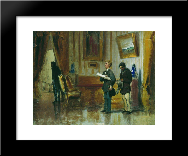 Painters In The Hall Of A Rich Man 20x24 Black Modern Wood Framed Art Print Poster by Bronnikov, Fyodor