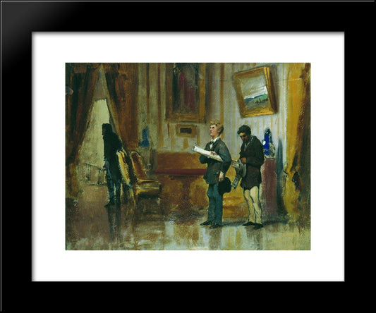 Painters In The Hall Of A Rich Man 20x24 Black Modern Wood Framed Art Print Poster by Bronnikov, Fyodor