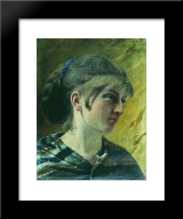 Portrait Of A Girl 20x24 Black Modern Wood Framed Art Print Poster by Bronnikov, Fyodor