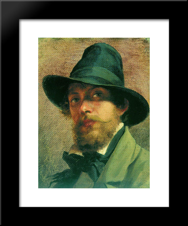 Self-Portrait 20x24 Black Modern Wood Framed Art Print Poster by Bronnikov, Fyodor