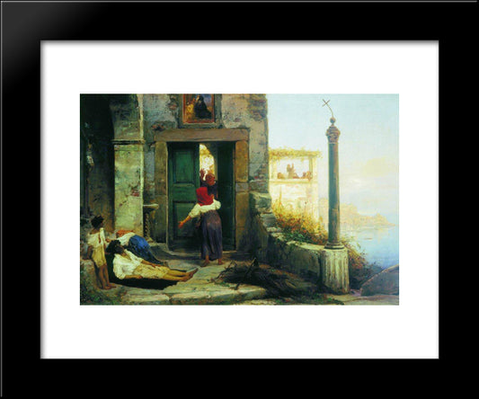 Sick Man At The Walls Of A Catholic Monastery 20x24 Black Modern Wood Framed Art Print Poster by Bronnikov, Fyodor