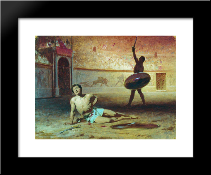 The Dying Gladiator 20x24 Black Modern Wood Framed Art Print Poster by Bronnikov, Fyodor