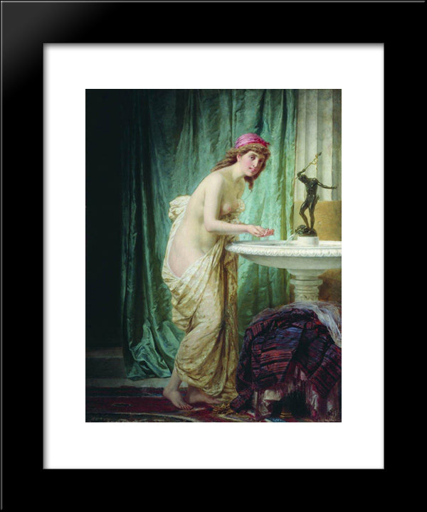 The Lady At The Morning Toilet 20x24 Black Modern Wood Framed Art Print Poster by Bronnikov, Fyodor
